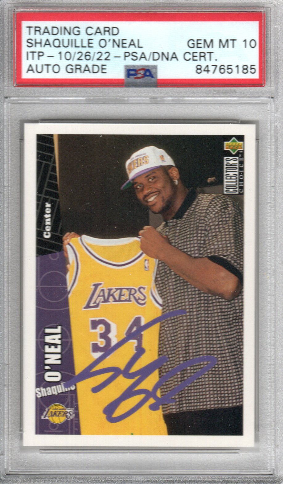 Shaquille O'Neal Signed Los Angeles Lakers Encapsulated 1996-97 Upper Deck Collector's Choice LA7 Card - PSA GEM MT. 10-Powers Sports Memorabilia