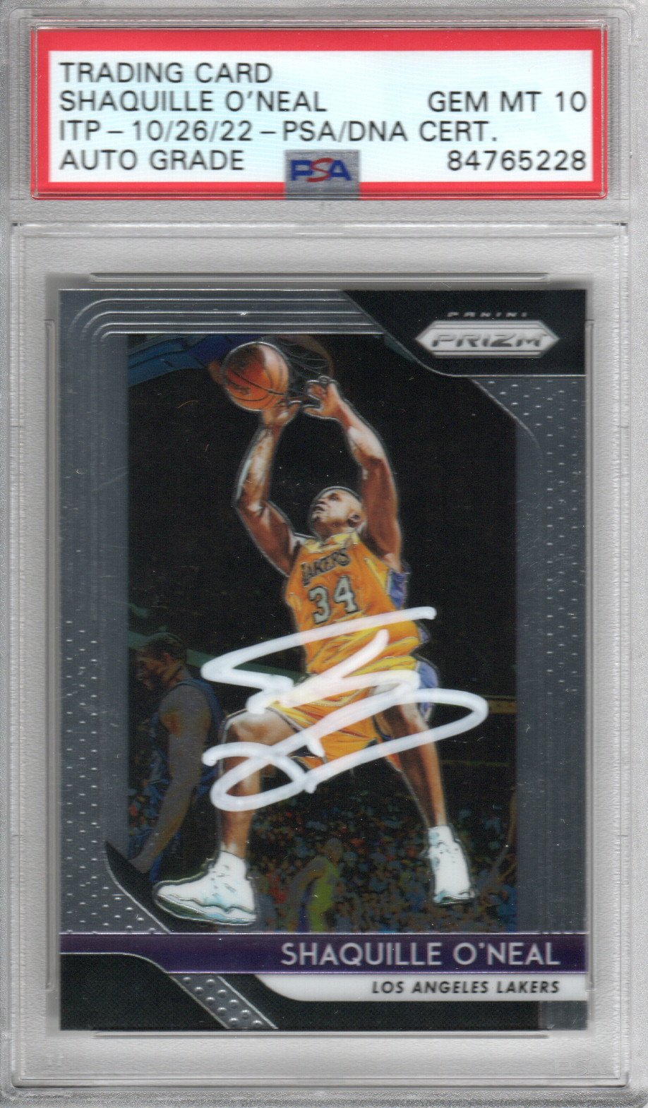 Shaquille O'Neal Signed Los Angeles Lakers Encapsulated 2018-19 Panini Prizm #35 Card - PSA AUTO GRADE GEM MT. 10-Powers Sports Memorabilia
