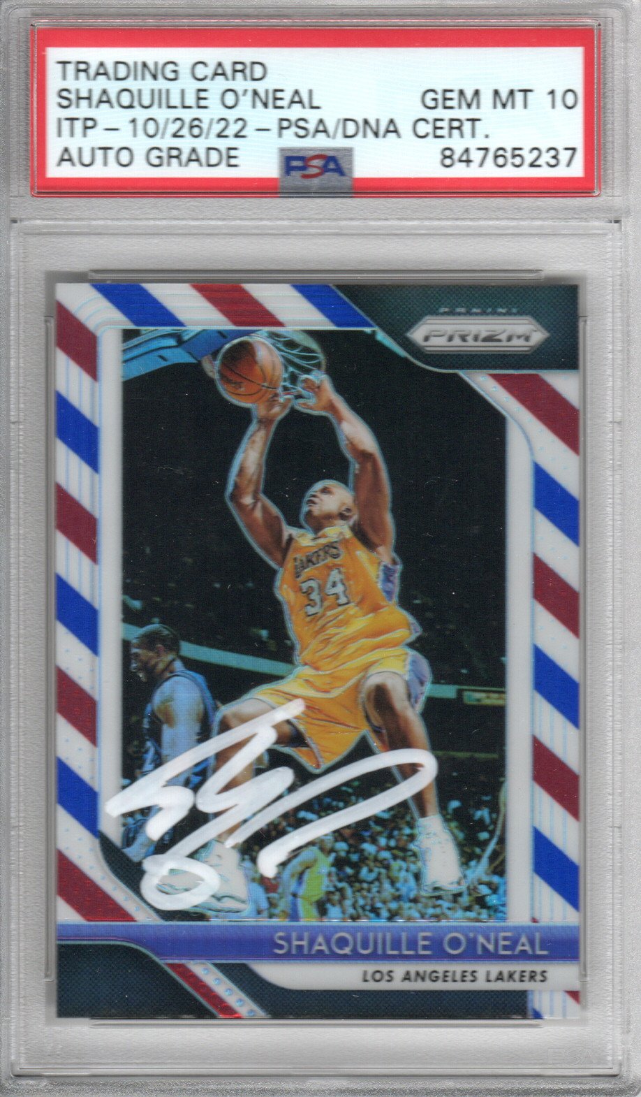 Shaquille O'Neal Signed Los Angeles Lakers Encapsulated 2018-19 Panini Prizm #35 Card - PSA GEM MT. 10-Powers Sports Memorabilia