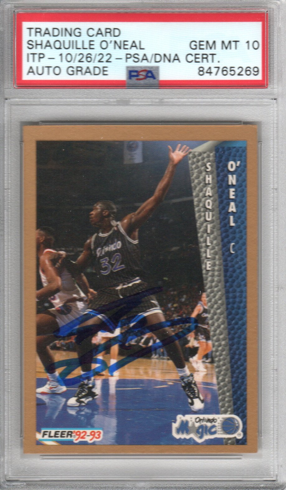Shaquille O'Neal Signed Orlando Magic Encapsulated 1992-93 Fleer Rookie #37 Card - PSA GEM MT. 10-Powers Sports Memorabilia