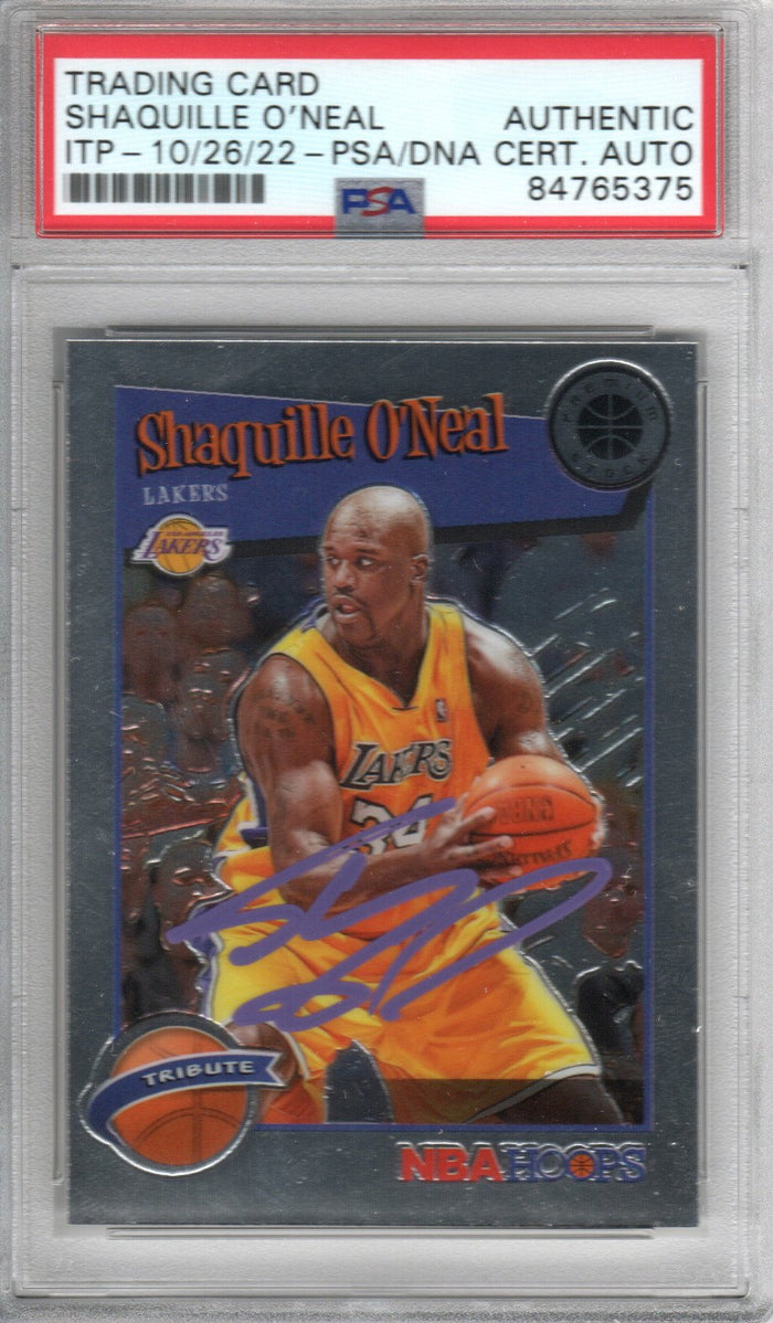 Shaquille O'Neal Signed Lakers Encapsulated 2019-20 Panini NBA Hoops Tribute Card #283 - PSA 84765375-Powers Sports Memorabilia