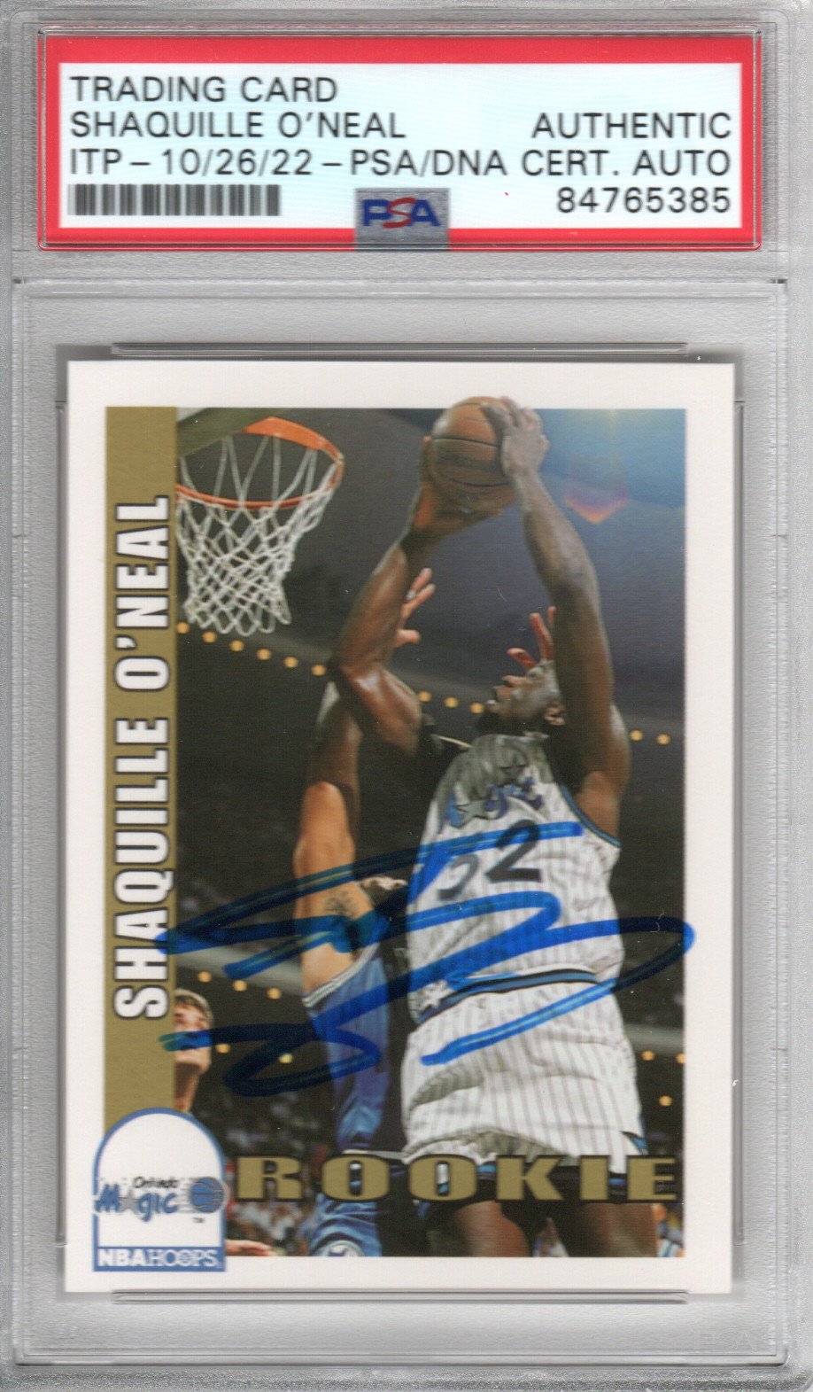 Shaquille O'Neal Signed Orlando Magic Encapsulated 1992-93 Sky Box NBA Hoops Rookie Card - PSA AUTHENTIC AUTO-Powers Sports Memorabilia