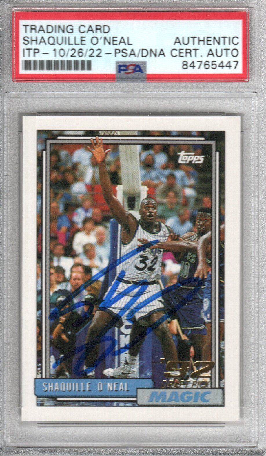 Shaquille O'Neal Signed Orlando Magic Encapsulated 1992-93 Topps '92 Draft Rookie Card #362 - PSA AUTHENTIC AUTO-Powers Sports Memorabilia
