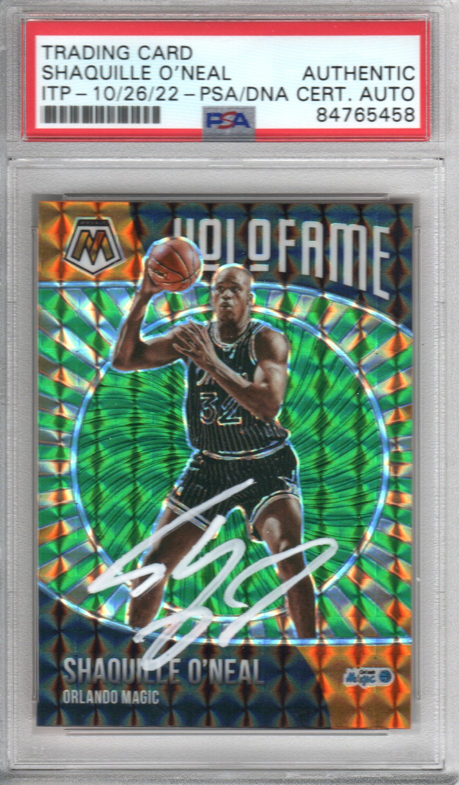 Shaquille O'Neal Signed Orlando Magic Encapsulated 2020-21 Panini Mosaic HOLO Fame Card #3 - PSA 84765458-Powers Sports Memorabilia
