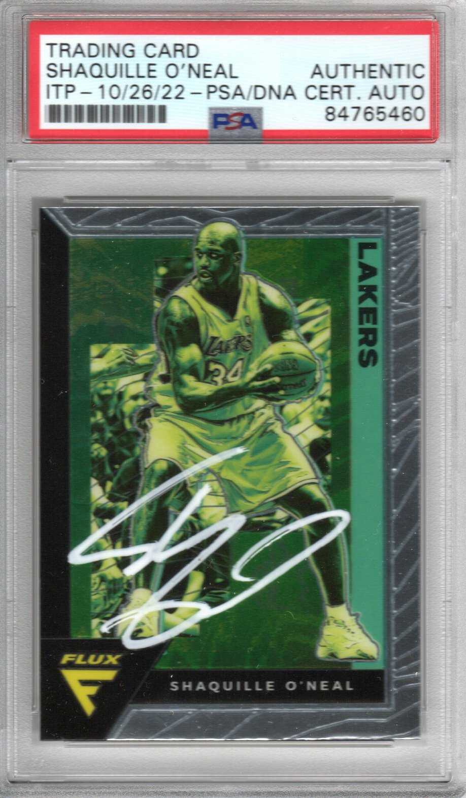 Shaquille O'Neal Signed Lakers Encapsulated 2020-21 Panini Flux Card #186 - PSA 84765460-Powers Sports Memorabilia