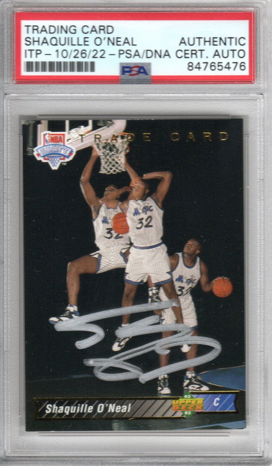 Shaquille O'Neal Signed Orlando Magic Encapsulated 1992-93 Upper Deck NBA Draft Rookie Card #1b - PSA AUTHENTIC AUTO-Powers Sports Memorabilia