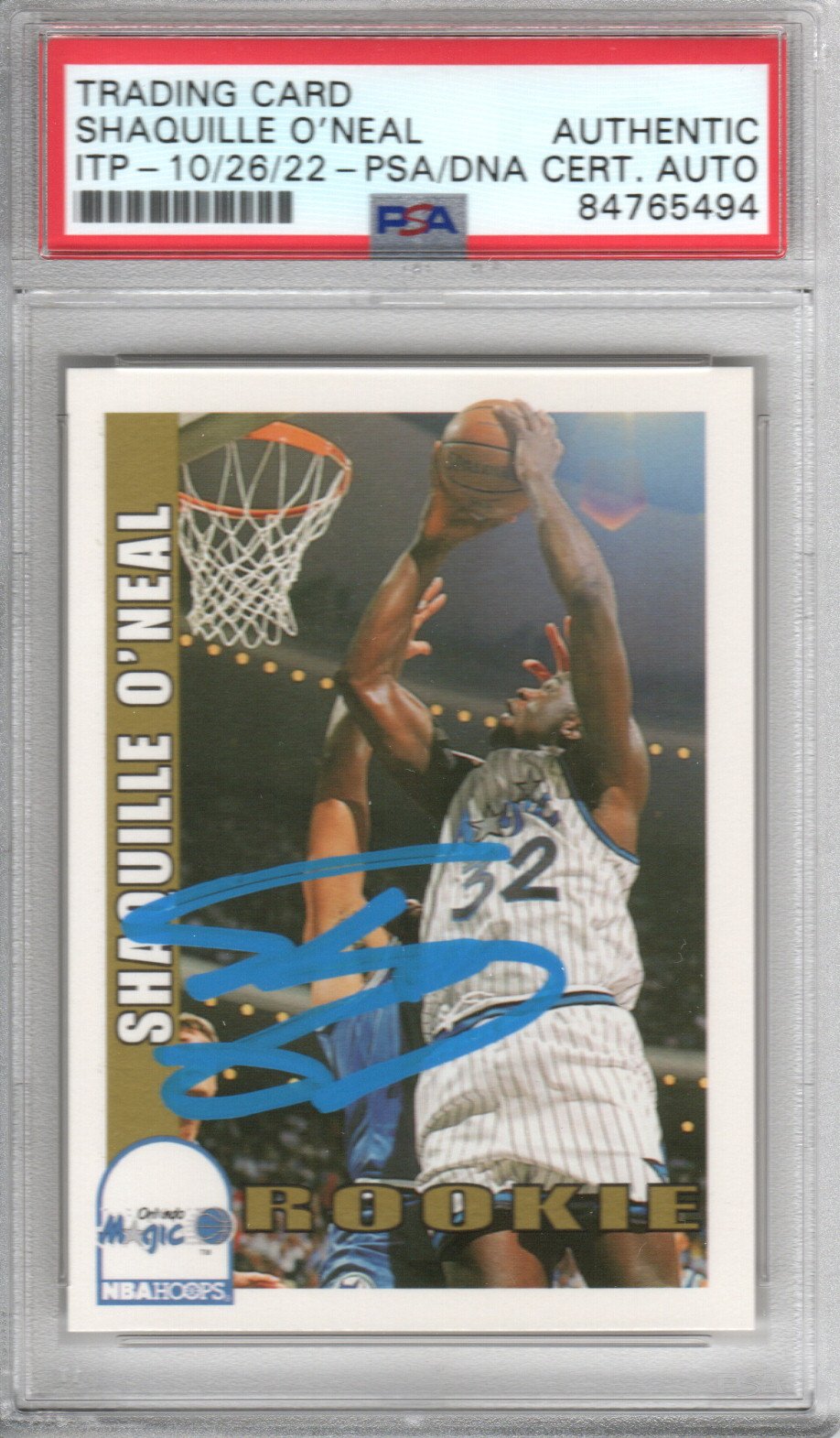 Shaquille O'Neal Signed Orlando Magic Encapsulated 1992-93 Sky Box NBA Hoops #442 Rookie Card - PSA AUTHENTIC AUTO-Powers Sports Memorabilia