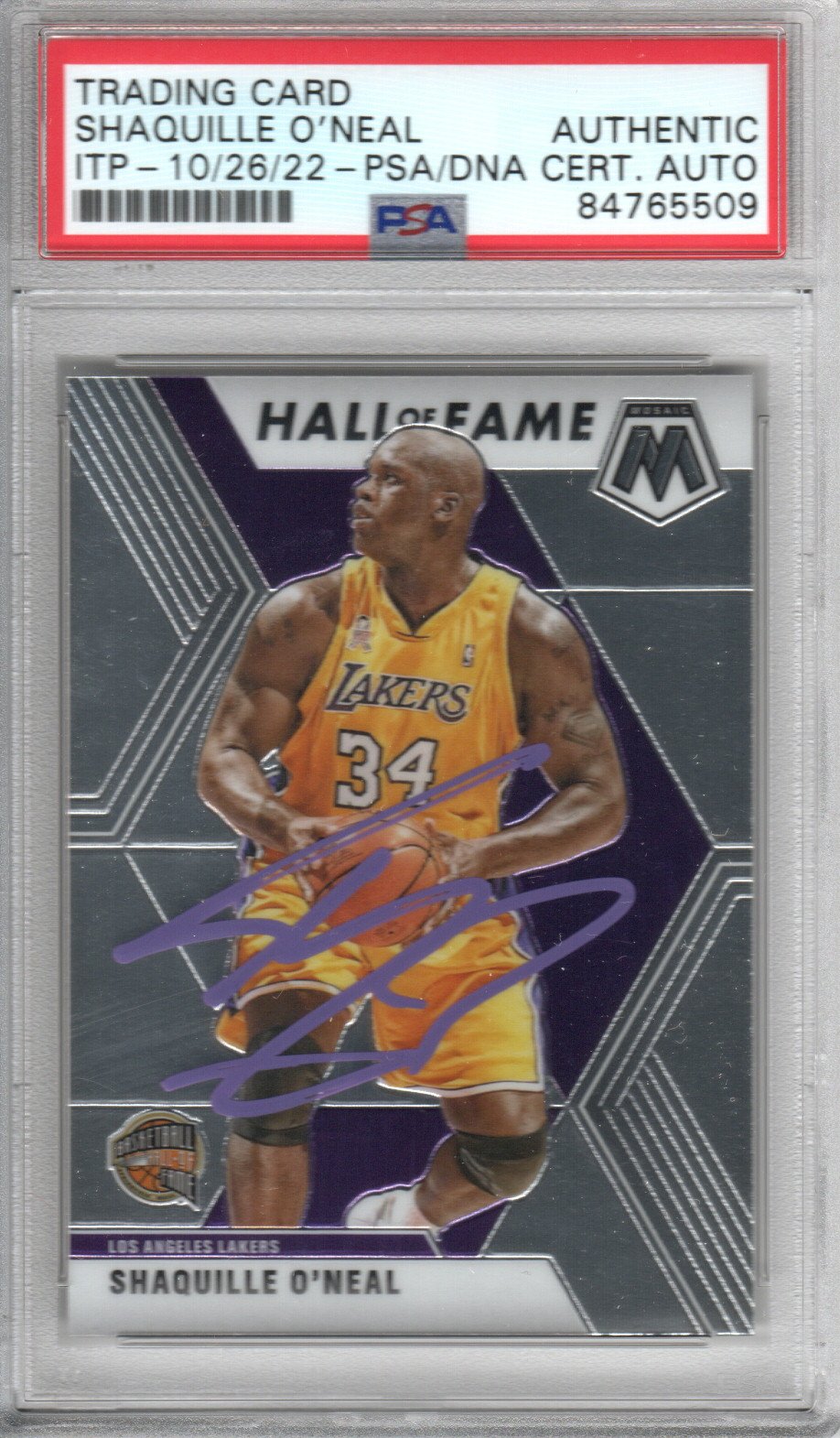 Shaquille O'Neal Signed Lakers Encapsulated 2019-20 Panini Mosaic Hall Of Fame Card #281 - PSA AUTHENTIC AUTO-Powers Sports Memorabilia