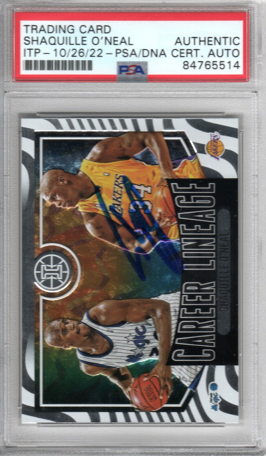 Shaquille O'Neal Signed Magic Lakers Encapsulated 2020-21 Panini Illusions Career Lineage #23 Card #3 - PSA 84765514-Powers Sports Memorabilia