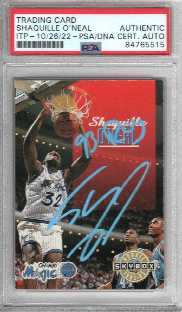 Shaquille O'Neal Signed Orlando Magic Encapsulated 1992-93 Sky Box Rookie #382 Card W/ 93 ROY - PSA AUTHENTIC AUTO-Powers Sports Memorabilia
