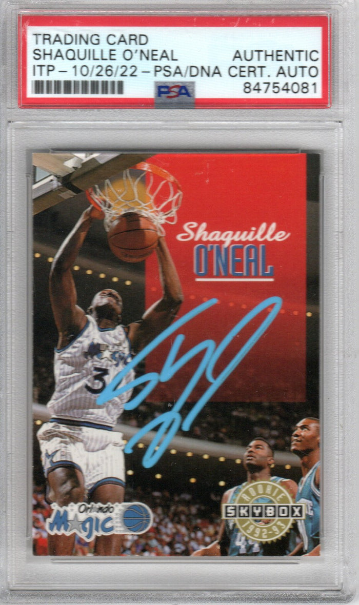 Shaquille O'Neal Signed Orlando Magic Encapsulated 1992-93 Skybox Rookie Card #382 - PSA AUTHENTIC-Powers Sports Memorabilia