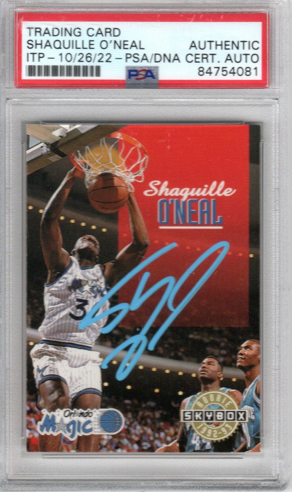 Shaquille O'Neal Signed Orlando Magic Encapsulated 1992-93 Skybox Rookie Card #382 - PSA AUTHENTIC-Powers Sports Memorabilia