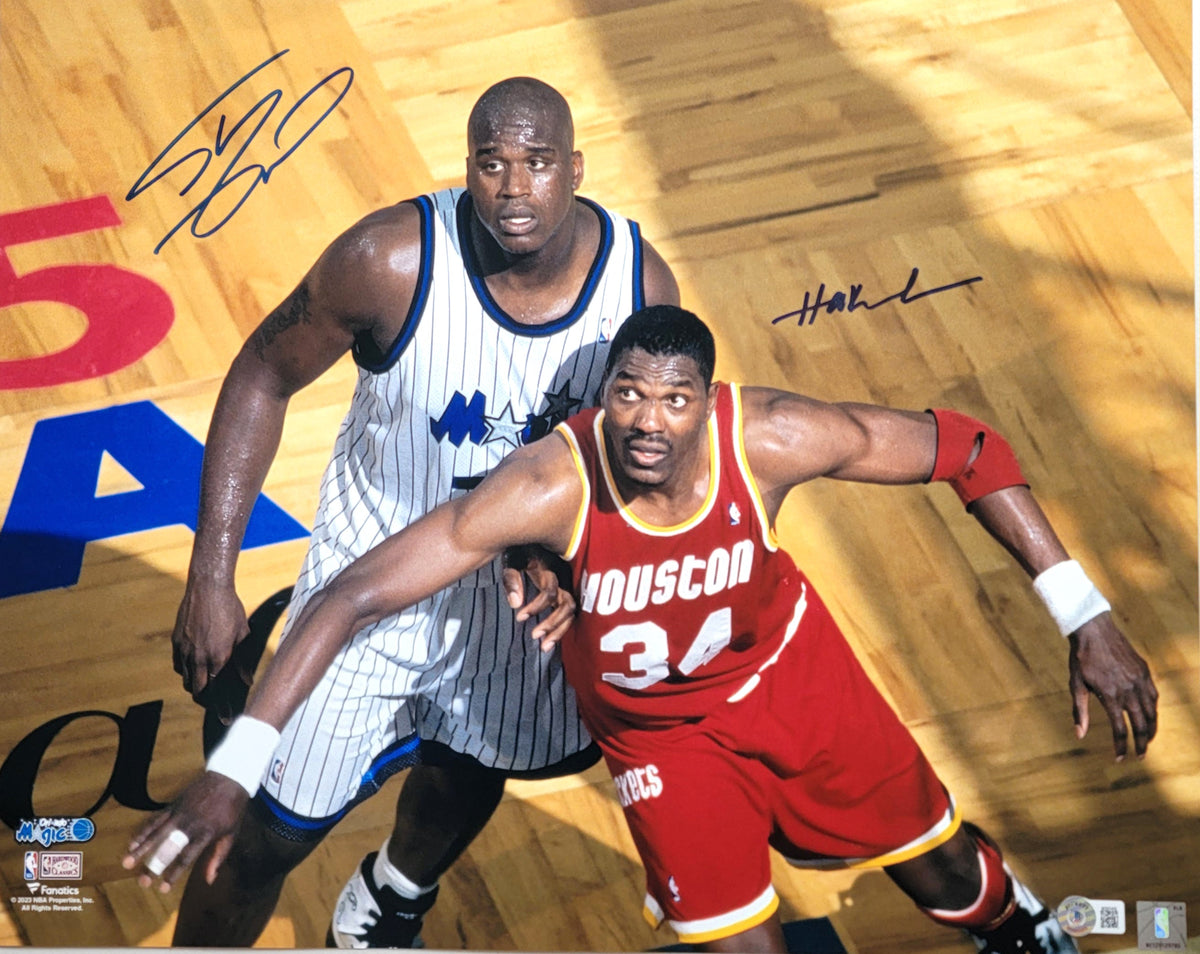 Shaquille O'Neal Hakeem Olajuwon Signed Orlando Magic Houston Rockets 16x20 Photo - Beckett-Powers Sports Memorabilia