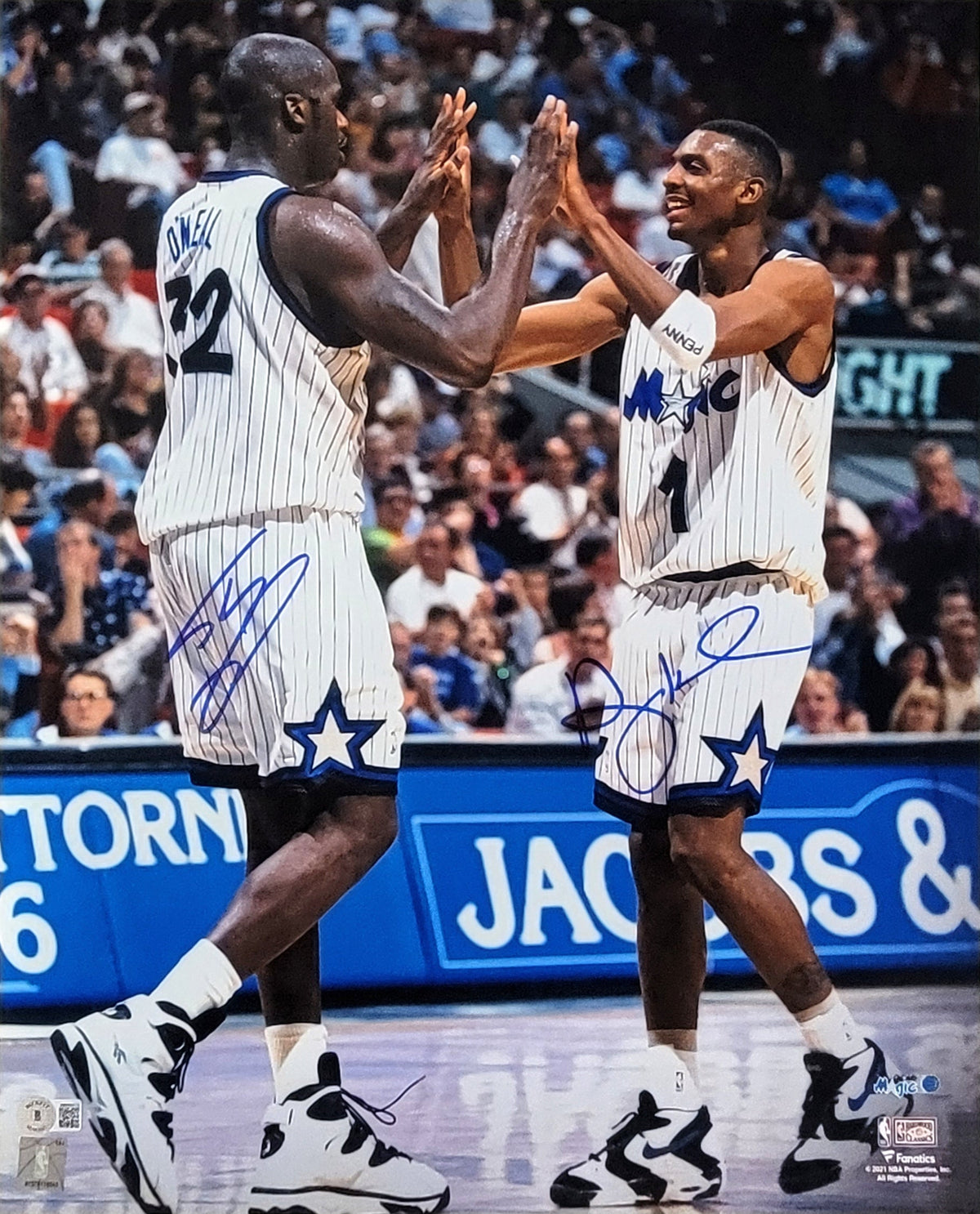 Shaquille O'Neal & Anfernee Penny Hardaway Autographed Orlando Magic 16x20 Photo Beckett Witnessed-Powers Sports Memorabilia