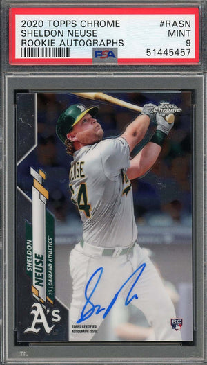 Sheldon Neuse 2020 Topps Chrome Rookie Autographs Card #RASN PSA 9-Powers Sports Memorabilia