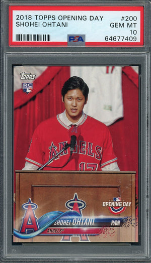 Shohei Ohtani 2018 Topps Opening Day Baseball Rookie Card #200 Graded PSA 10-Powers Sports Memorabilia