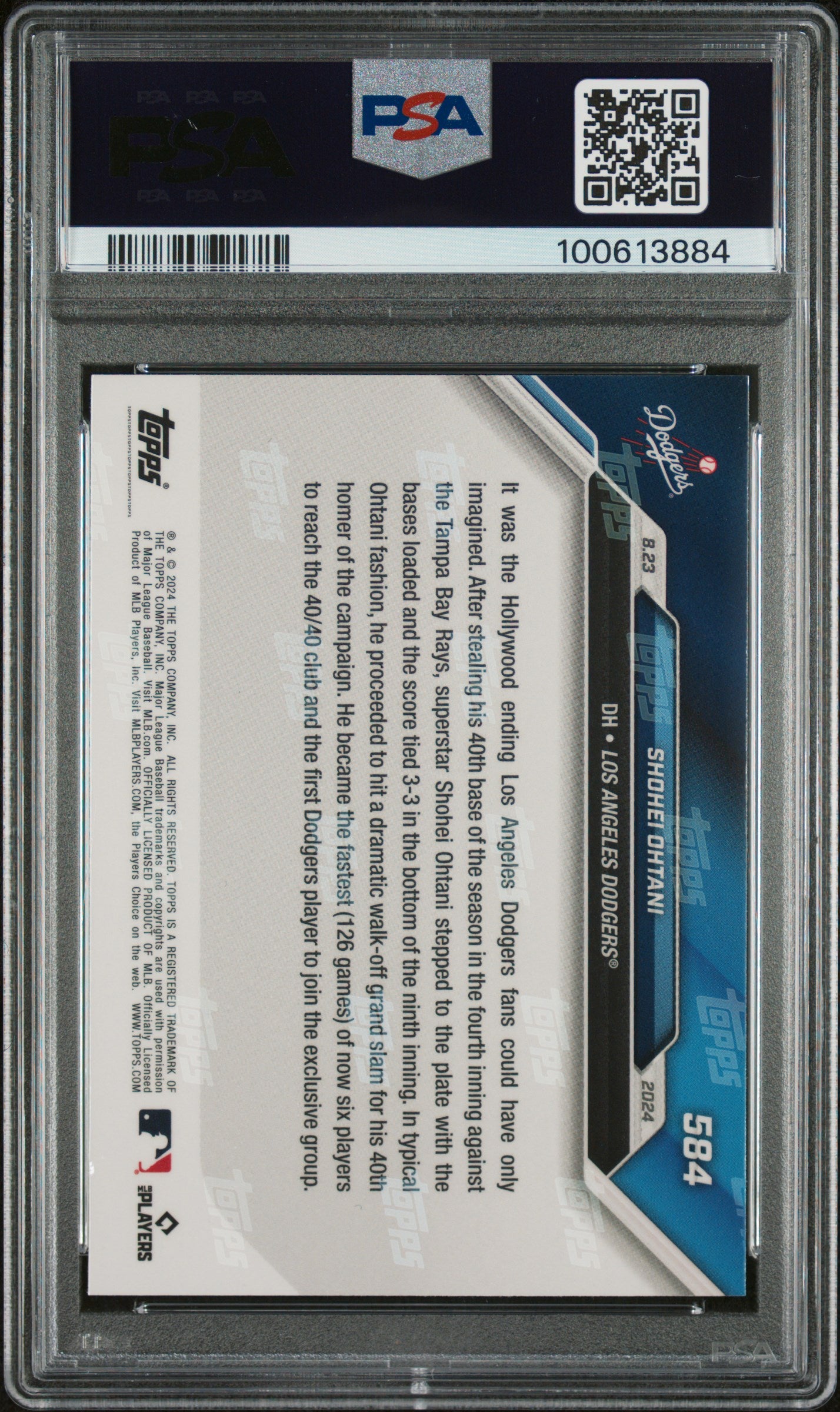 Shohei Ohani 2024 Topps Now Baseball Card #584 40/40 Graded PSA 8-Powers Sports Memorabilia