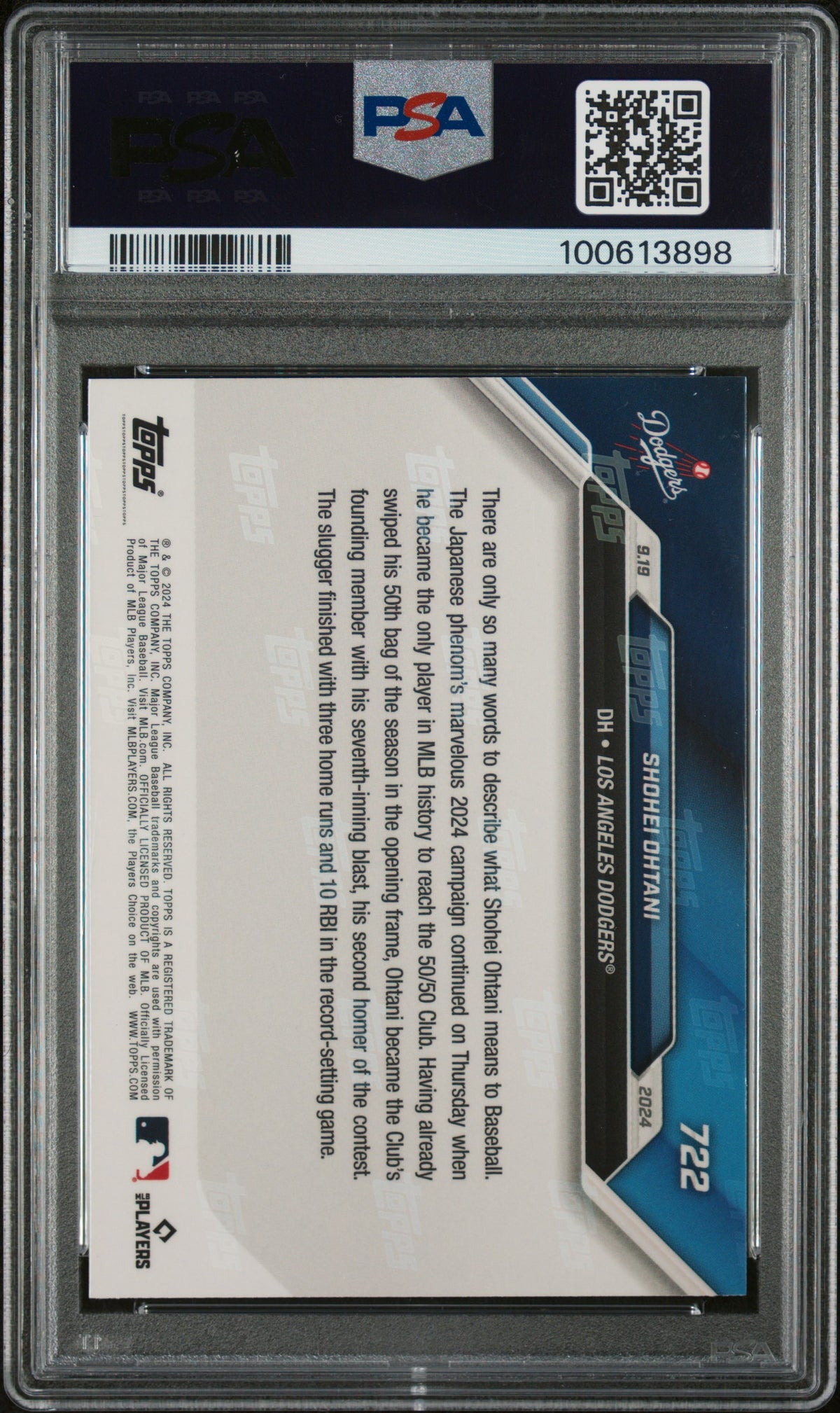 Shohei Ohtani 2024 Topps Now Baseball Card # 722 1st 50/50 Graded PSA 9-Powers Sports Memorabilia