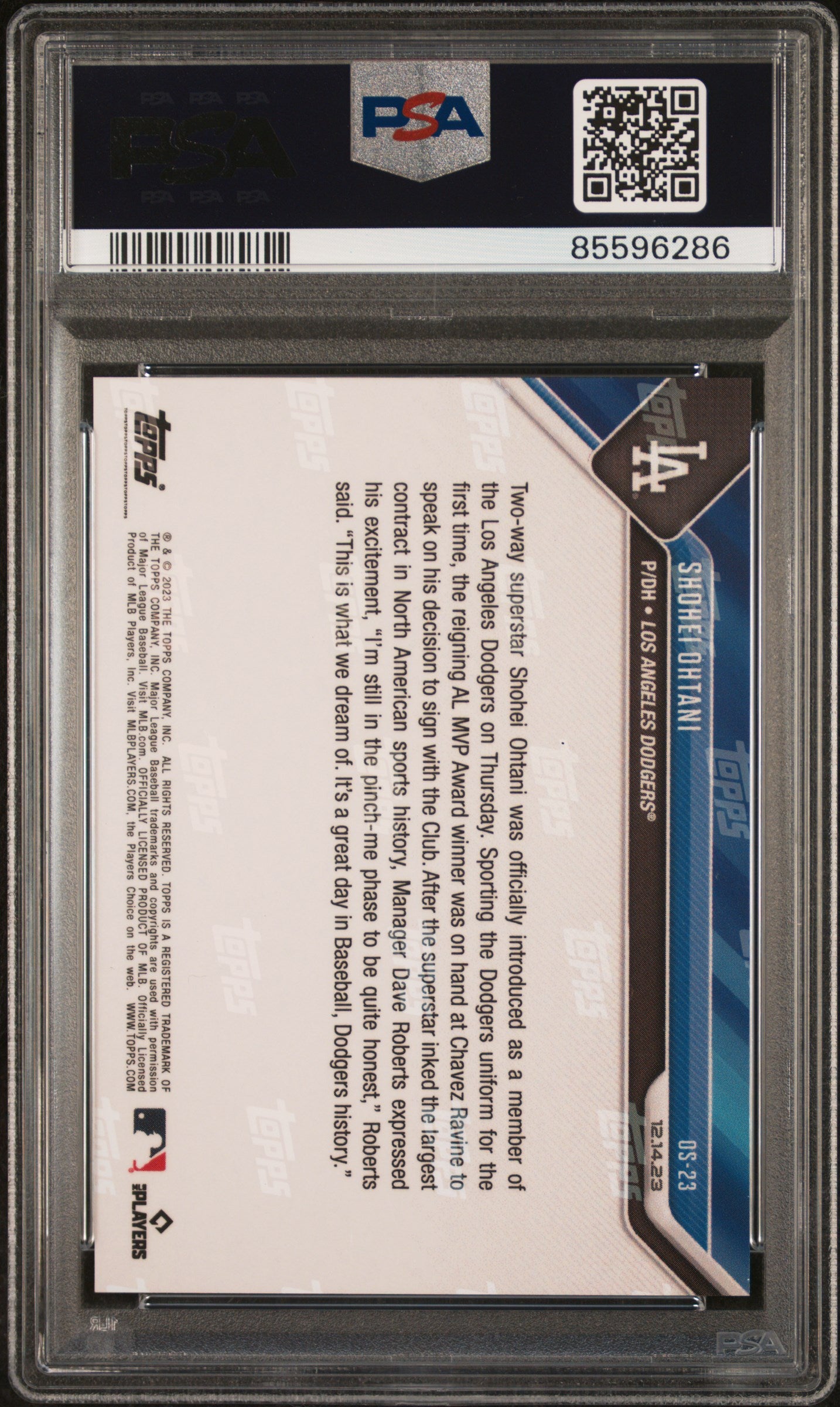 Shohei Ohtani 2023 Topps Now Offseason Baseball Card #OS23 Graded PSA 10-Powers Sports Memorabilia