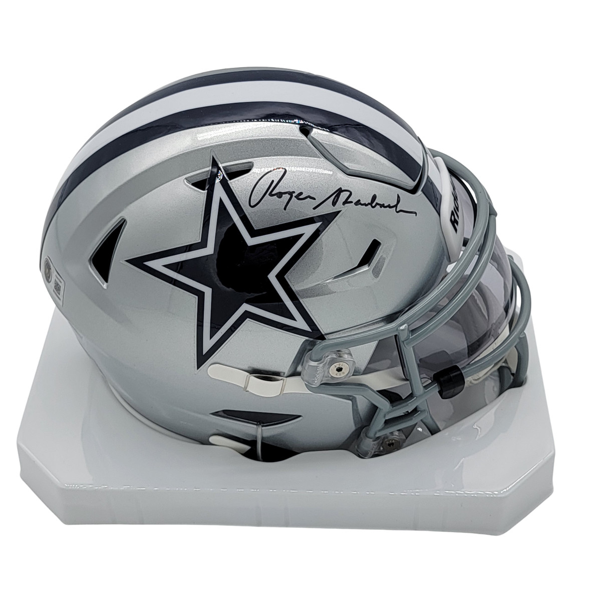 Roger Staubach Signed Dallas Cowboys MIDI Speed Flex Helmet - Beckett-Powers Sports Memorabilia
