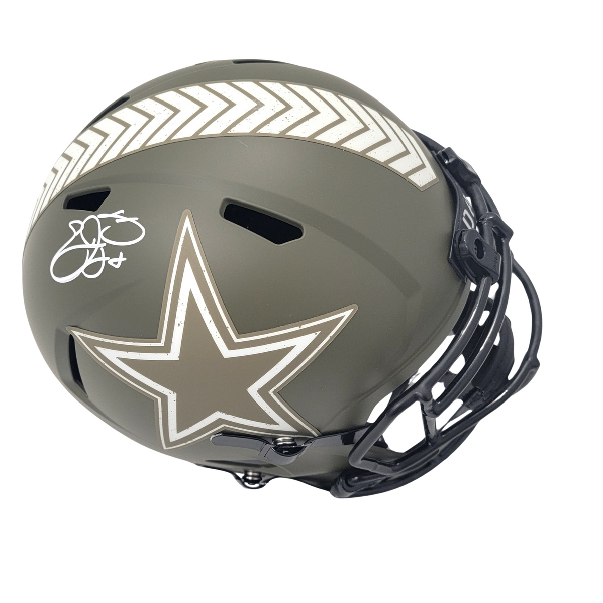 Emmitt Smith Signed Dallas Cowboys Salute To Service Replica Full Size Helmet - Beckett-Powers Sports Memorabilia