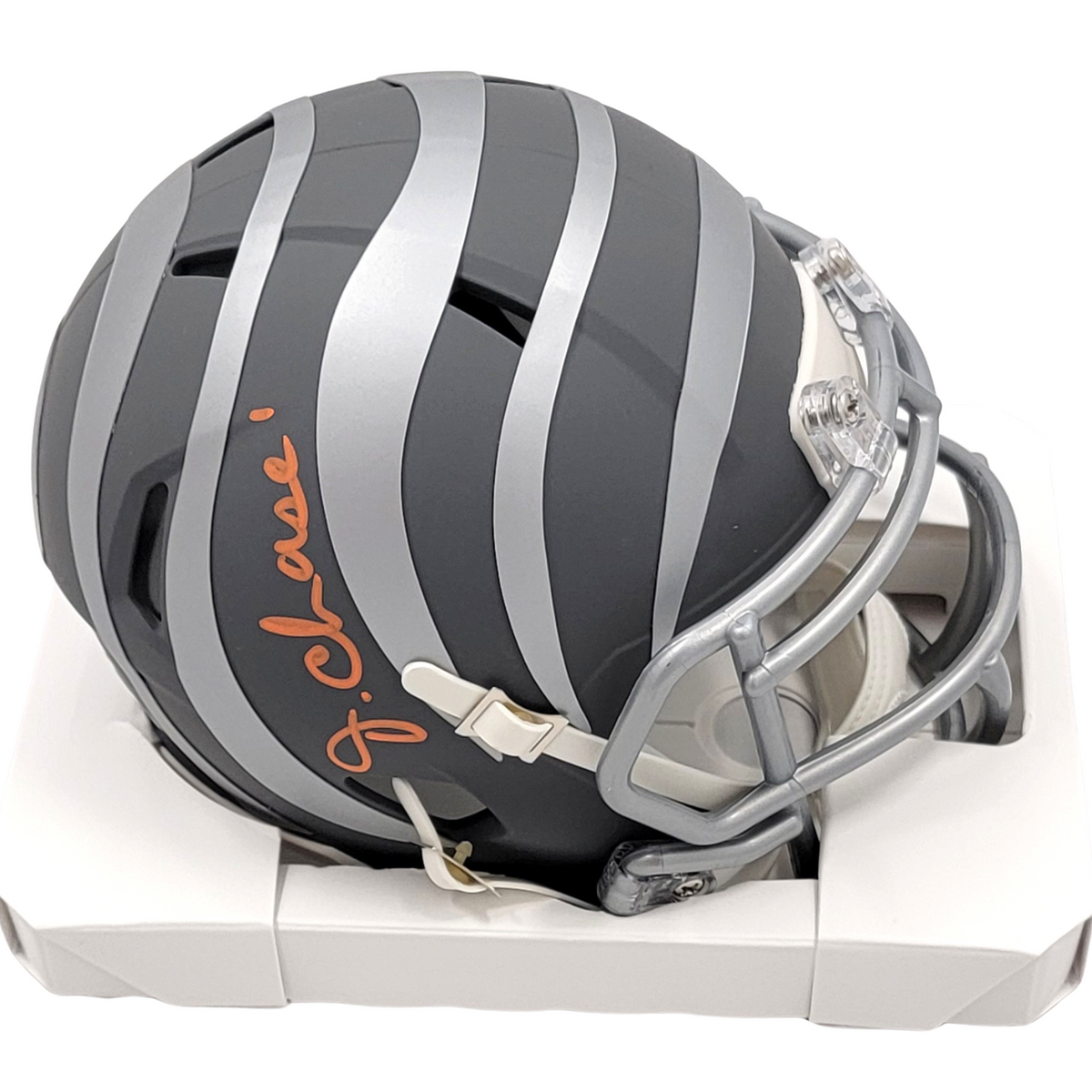 Ja'Marr Chase Signed Cincinnati Bengals Slate Mini Helmet - Beckett-Powers Sports Memorabilia