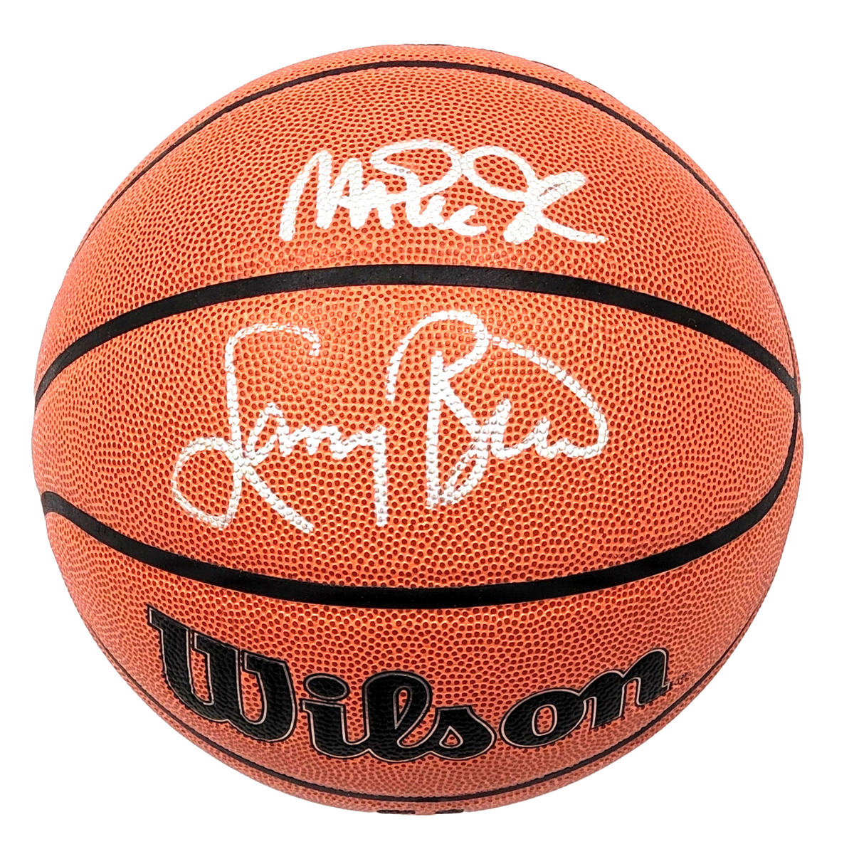 Larry Bird & Magic Johnson Signed Celtics Lakers Wilson NBA Basketball - Beckett-Powers Sports Memorabilia