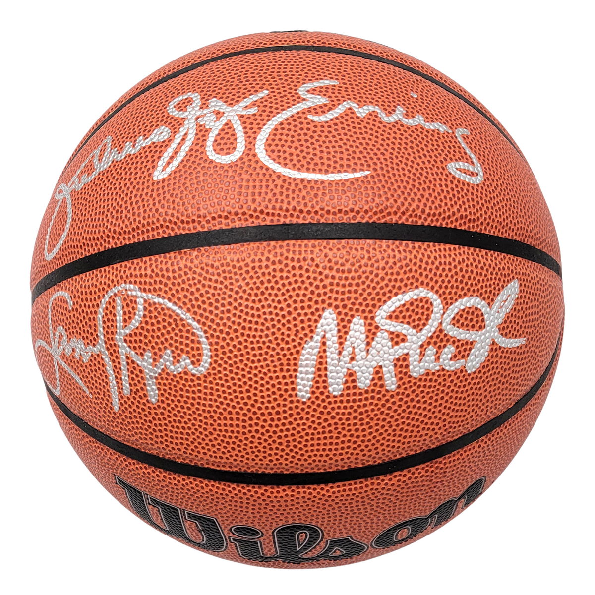 Larry Bird Magic Johnson & Julius Erving Signed Celtics Lakers 76ers Wilson NBA Basketball - Beckett-Powers Sports Memorabilia