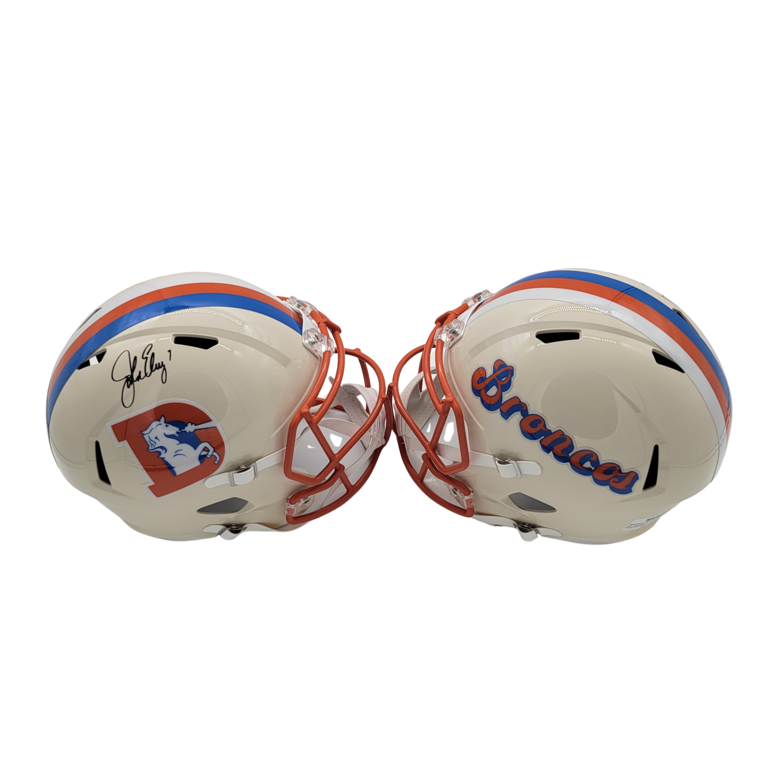 John Elway Signed Denver Broncos Riddell Retro Speed Replica Full Size Helmet Beckett Witnessed-Powers Sports Memorabilia