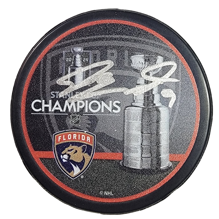 Sam Bennett Signed Florida Panthers 2024 Stanley Cup Champions Hockey Puck - Beckett-Powers Sports Memorabilia
