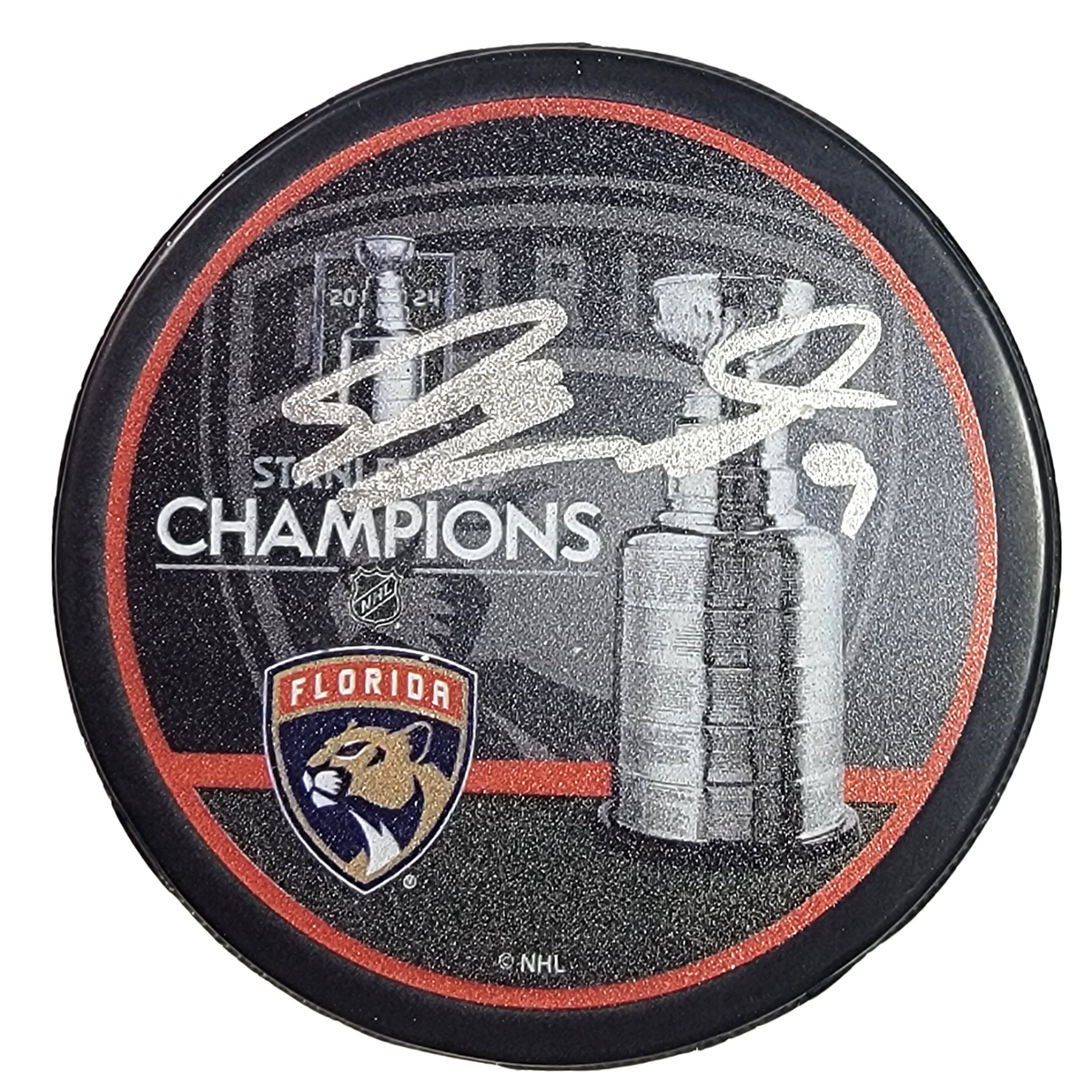 Sam Bennett Signed Florida Panthers 2024 Stanley Cup Champions Hockey Puck - Beckett-Powers Sports Memorabilia