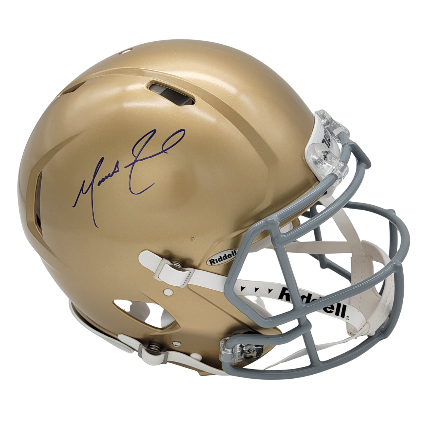 Marcus Freeman Signed Notre Dame Fighting Irish Authentic Full Size Helmet Beckett Witnessed-Powers Sports Memorabilia