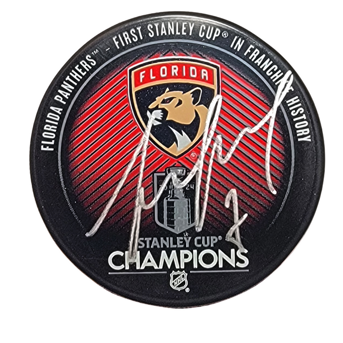 Dmitry Kulikov Signed Florida Panthers 2024 Stanley Cup Champions Hockey Puck - Beckett-Powers Sports Memorabilia