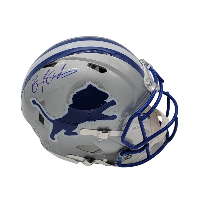 Barry Sanders Signed Detroit Lions T/B Authentic Full Size Helmet - Beckett-Powers Sports Memorabilia
