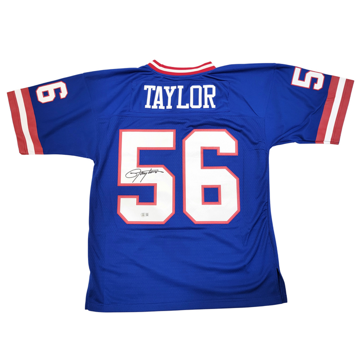 Lawrence Taylor Signed New York Giants Mitchell & Ness Blue Jersey - Beckett-Powers Sports Memorabilia