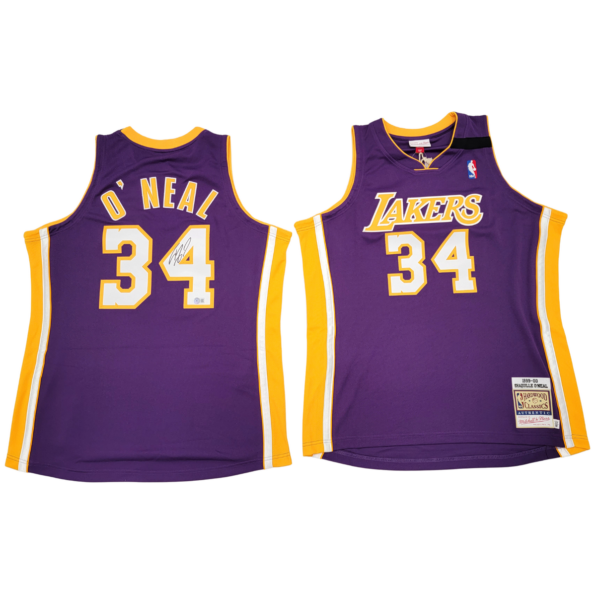 Shaquille O'Neal Signed Los Angeles Lakers 1999-00 Purple Mitchell & Ness Authentic Jersey - Beckett-Powers Sports Memorabilia