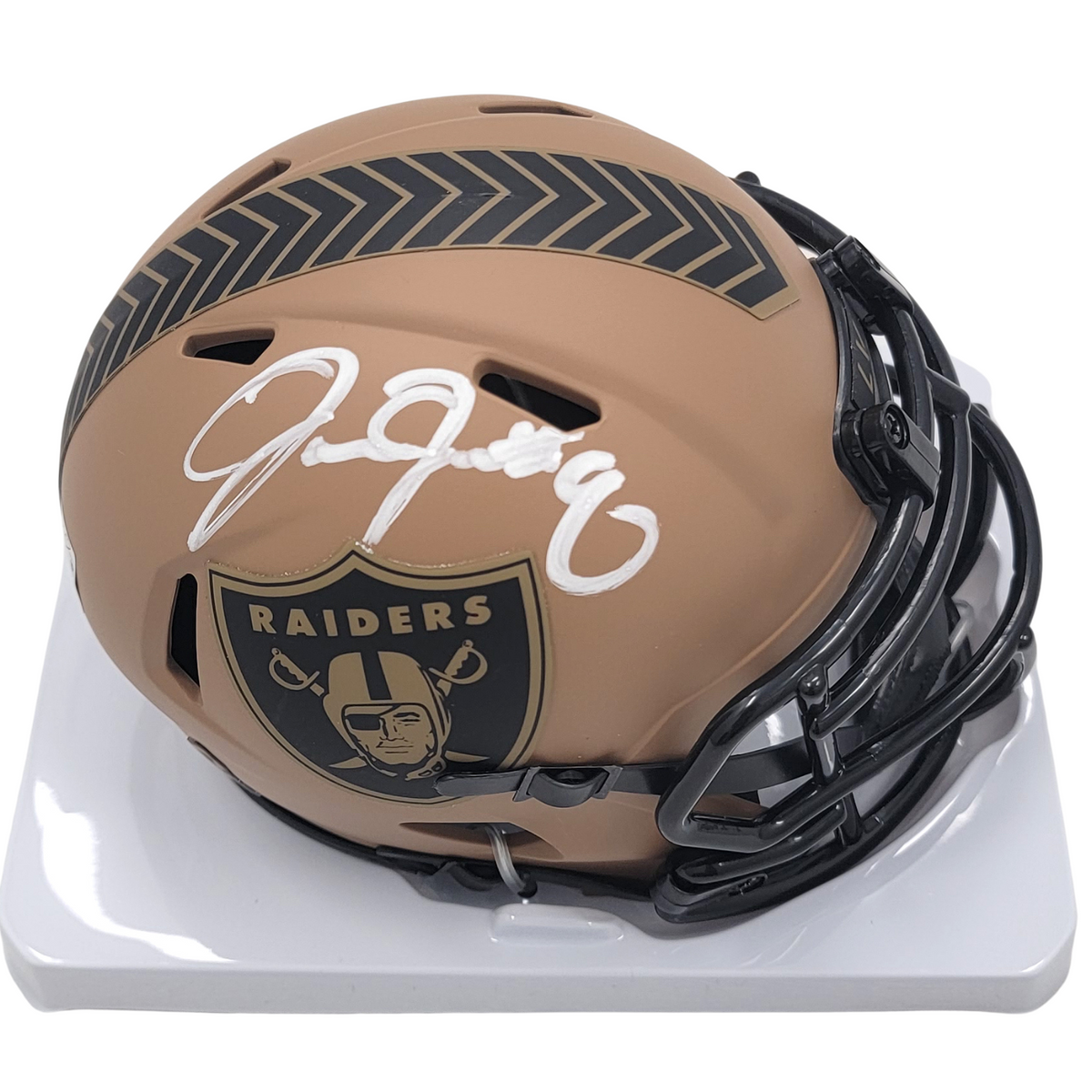 Josh Jacobs Signed Las Vegas Raiders 2023 STS Salute To Service Mini Helmet - Beckett-Powers Sports Memorabilia