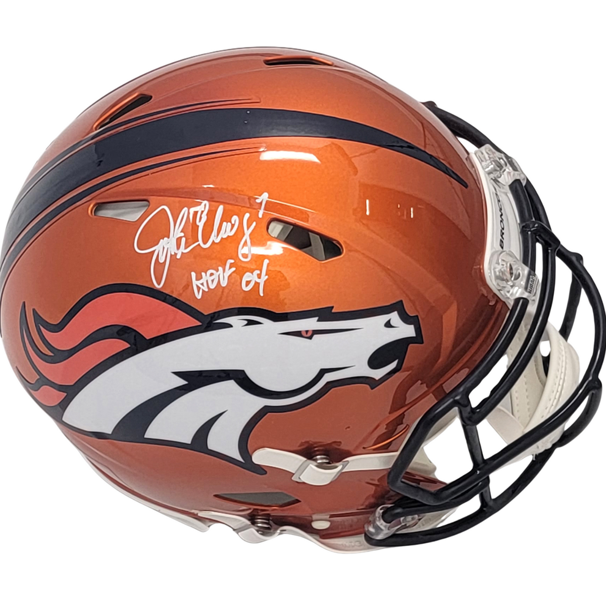 John Elway Signed Denver Broncos Flash Authentic Full Size Helmet W/ HOF 04 - Beckett-Powers Sports Memorabilia