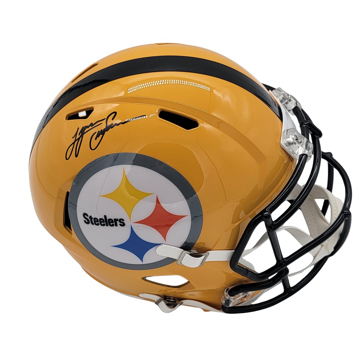 Lynn Swann Signed Pittsburgh Steelers Gold Replica Full Size Helmet - Beckett-Powers Sports Memorabilia