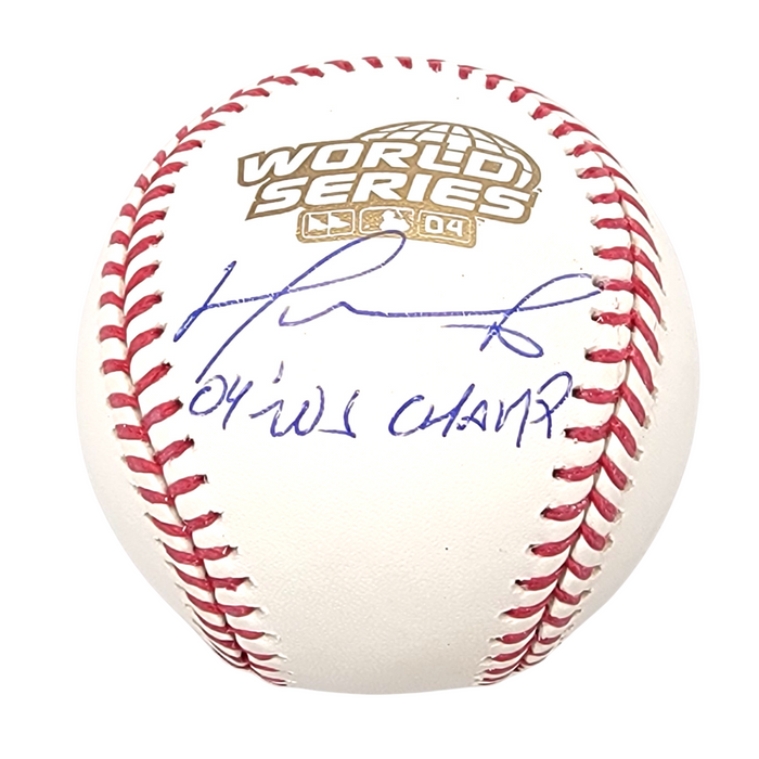 David Ortiz Signed Boston Red Sox 2004 World Series Baseball W/ '04 WS Champ Beckett Witnessed-Powers Sports Memorabilia