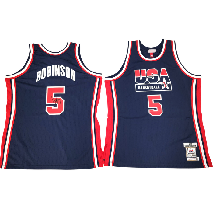 David Robinson Signed Spurs 1992 USA Dream Team Blue Mitchell & Ness Authentic Jersey - Beckett-Powers Sports Memorabilia