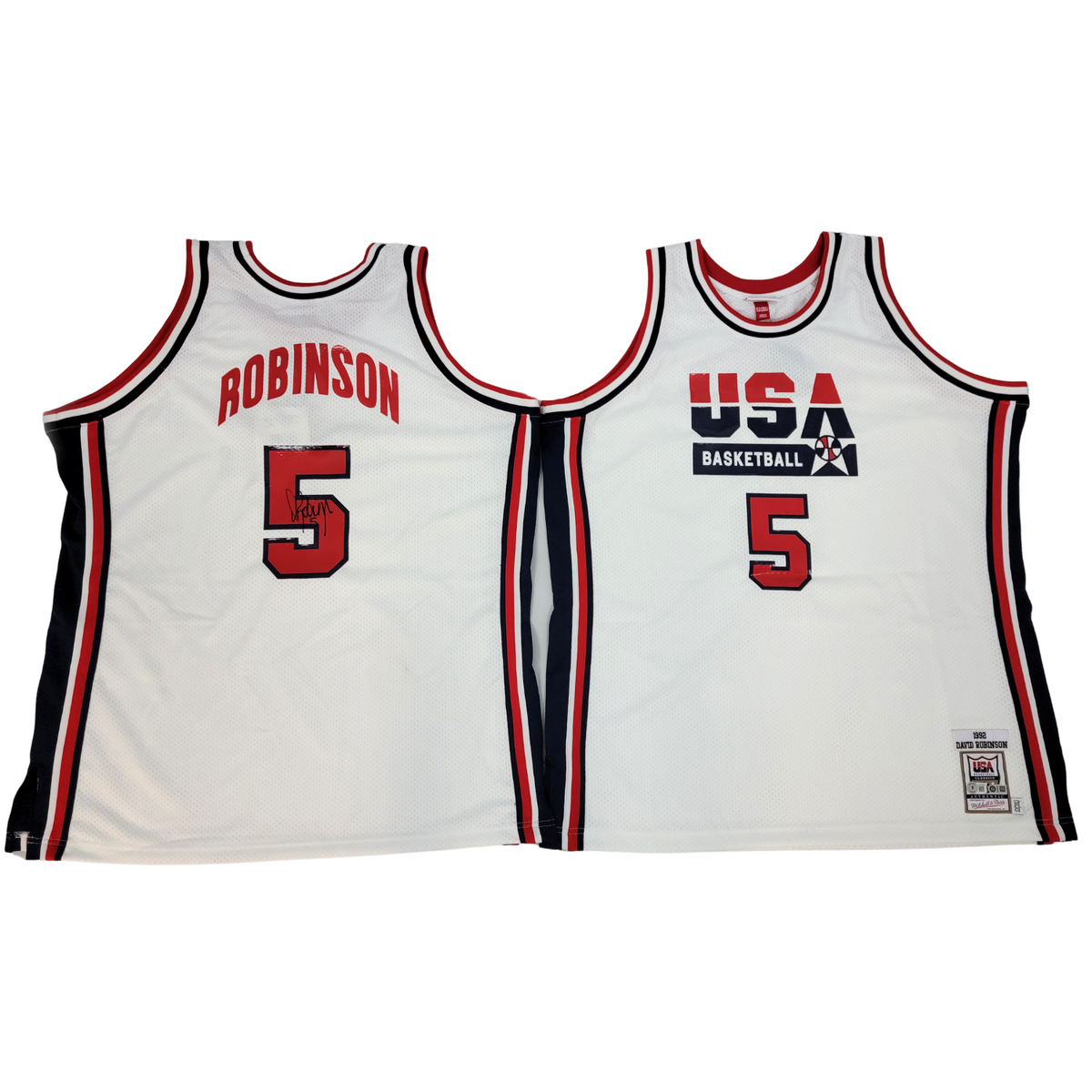 David Robinson Signed Spurs 1992 USA Dream Team White Mitchell & Ness Authentic Jersey - Beckett-Powers Sports Memorabilia