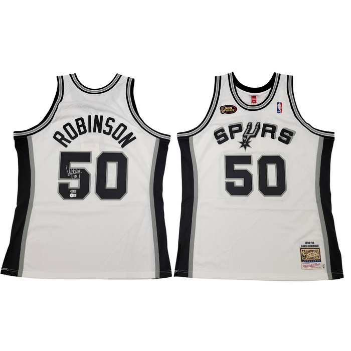 David Robinson Signed San Antonio Spurs White 1998-99 Mitchell & Ness Authentic Jersey - Beckett-Powers Sports Memorabilia