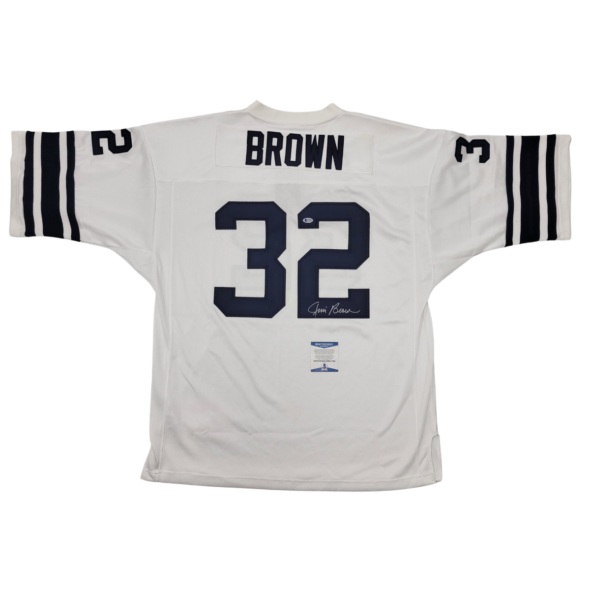 Jim Brown Signed Syracuse adidas All American Authentic Jersey Beckett Authentication-Powers Sports Memorabilia