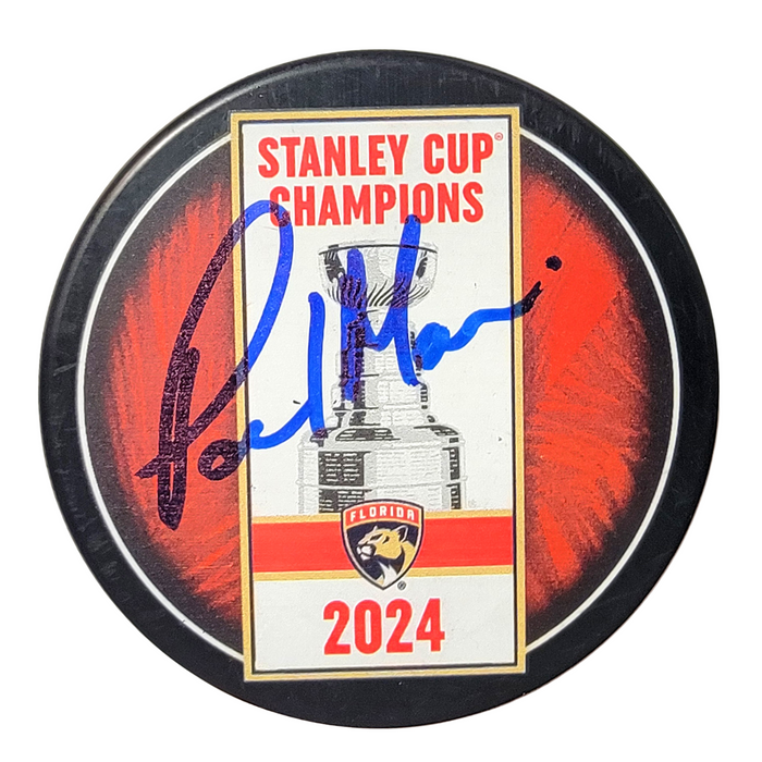 Paul Maurice Signed Florida Panthers Stanley Cup Champions Banner Hockey Puck Beckett-Powers Sports Memorabilia