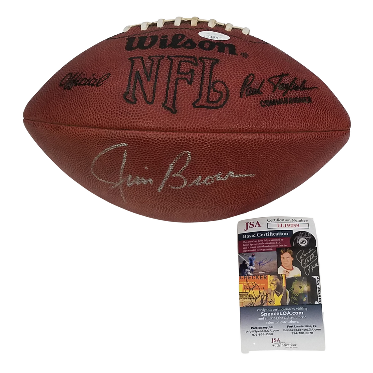 Jim Brown Signed Cleveland Browns NFL Football JSA Authenticated LL19259-Powers Sports Memorabilia