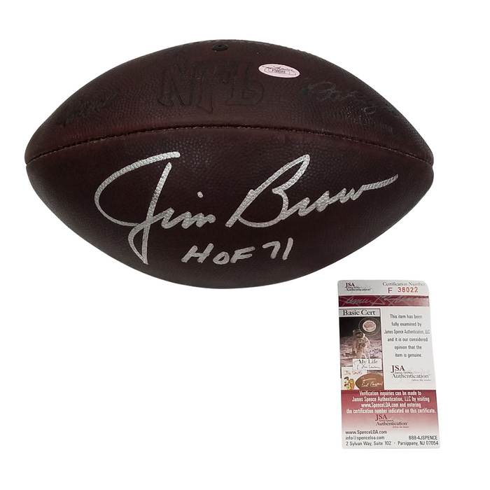 Jim Brown Signed Cleveland Browns NFL Football W/ HOF 71 - JSA-Powers Sports Memorabilia