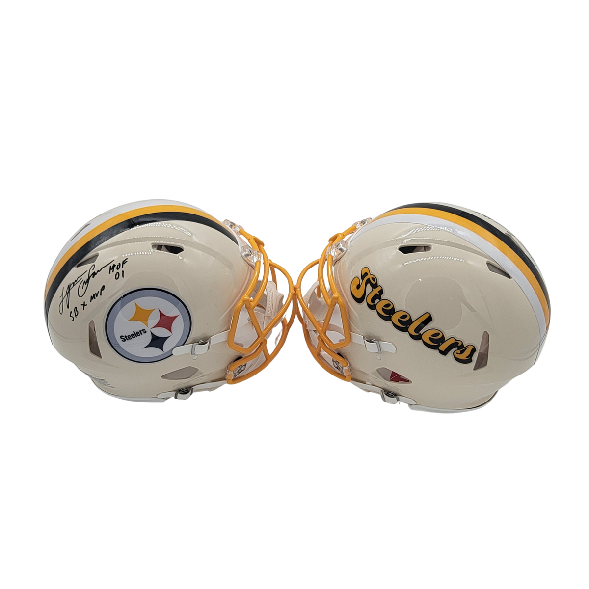 Lynn Swann Signed Pittsburgh Steelers Authentic Retro Full Size Helmet W/ HOF 01 SB X MVP - Beckett-Powers Sports Memorabilia