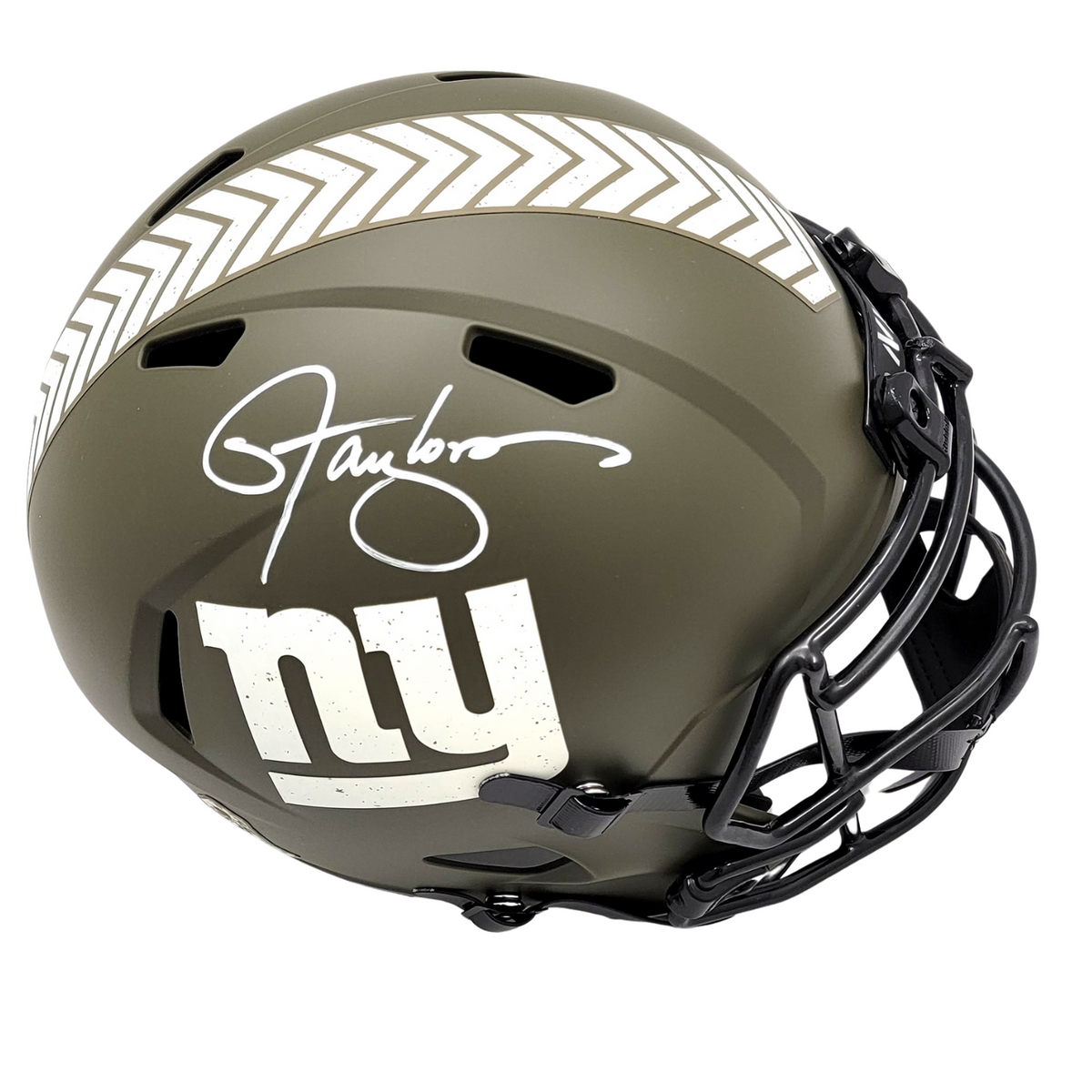 Lawrence Taylor Signed New York Giants Riddell Salute To Service Replica Full Size Helmet Beckett Witness-Powers Sports Memorabilia