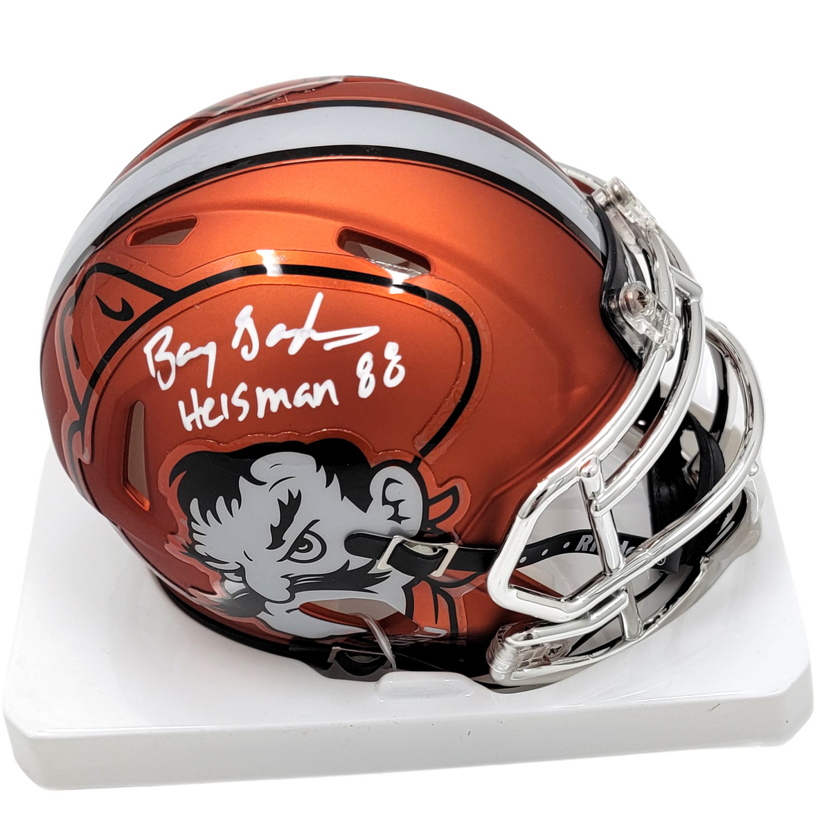 Barry Sanders Signed Oklahoma State Cowboys Pistol Pete Mini Helmet W/ Heisman 88 - Beckett-Powers Sports Memorabilia
